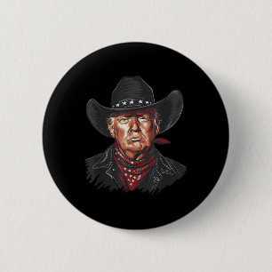 Funny Cowboy Western Donald Trump Us Flag 2024 6 Cm Round Badge
