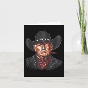 Funny Cowboy Western Donald Trump Us Flag 2024 Ele Card