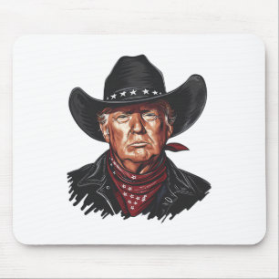 Funny Cowboy Western Donald Trump Us Flag 2024 Ele Mouse Pad