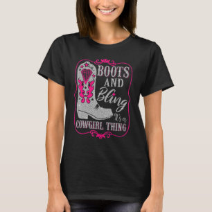 Funny Cowgirl Boots Bling Western Women T-Shirt