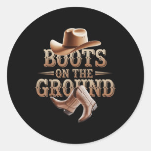 Funny Cowgirl Boots Bling Women Cute Love Country Classic Round Sticker