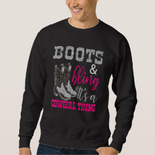 Funny Cowgirl Boots Bling Women Cute Love Country Sweatshirt