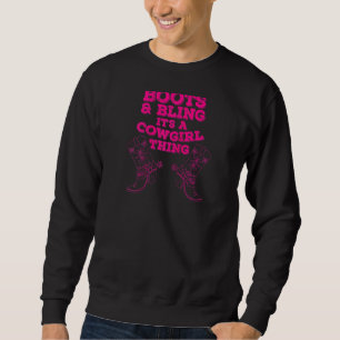 Funny Cowgirl Boots Bling Women Cute Love Country  Sweatshirt
