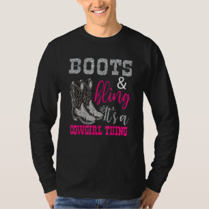 Funny Cowgirl Boots Bling Women  Cute Love Country T-Shirt