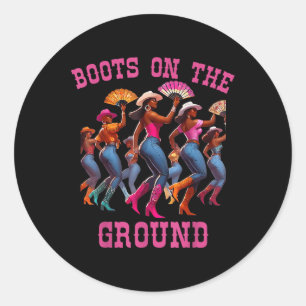 Funny Cowgirl Boots Bling Women Gift Cute Love Cou Classic Round Sticker
