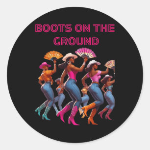 Funny Cowgirl Boots Bling Women Gifts Cute Love Co Classic Round Sticker