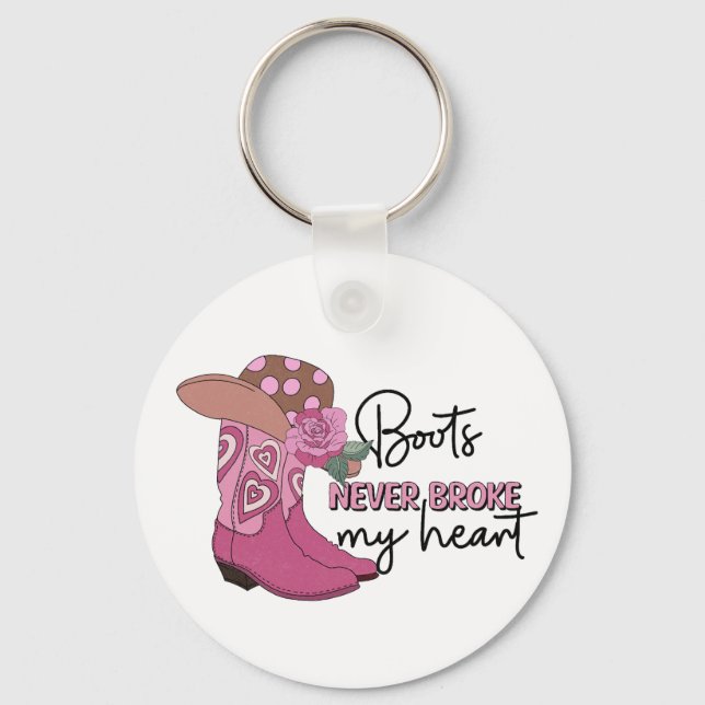 Funny Cowgirl Boots Broke Heart Western Line Dance Key Ring (Front)