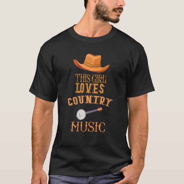 Funny Cowgirl Hat Music Lover This Girl Loves Coun T-Shirt (Front)