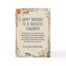 Funny Coworker Birthday Card Hilarious Office Work