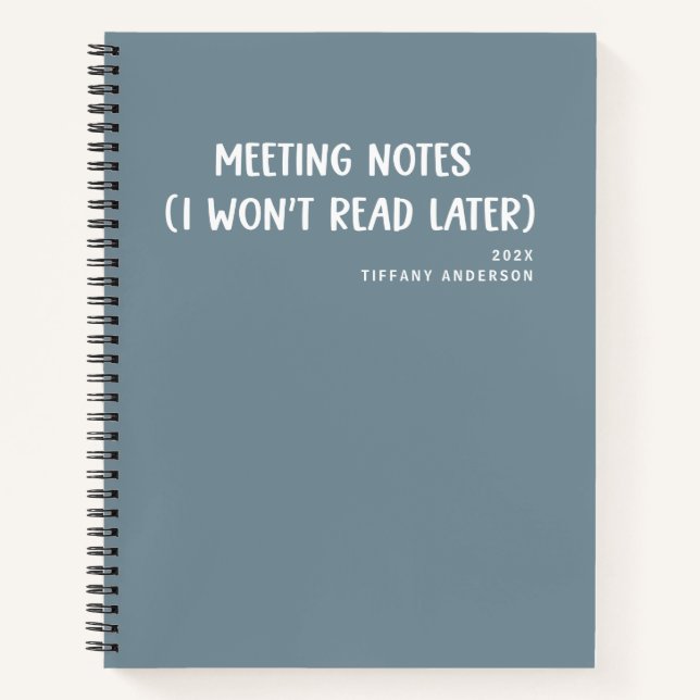 Funny Coworker Meeting Notes Office Name Year Notebook (Front)