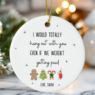 Funny Coworker Personalized Christmas Office Gift Ceramic Ornament