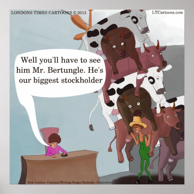 Funny Cows Cartoon On Unisex Watch Poster (Front)