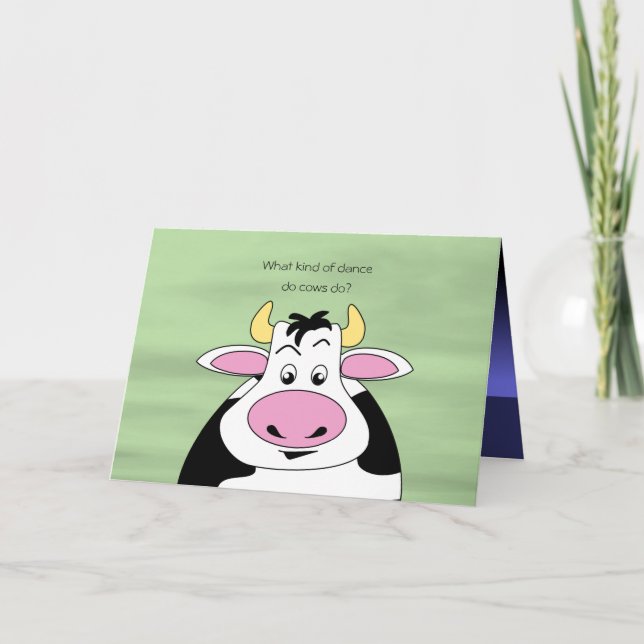 Funny Cows Dancing Cartoon for Dancers Birthday Card (Front)