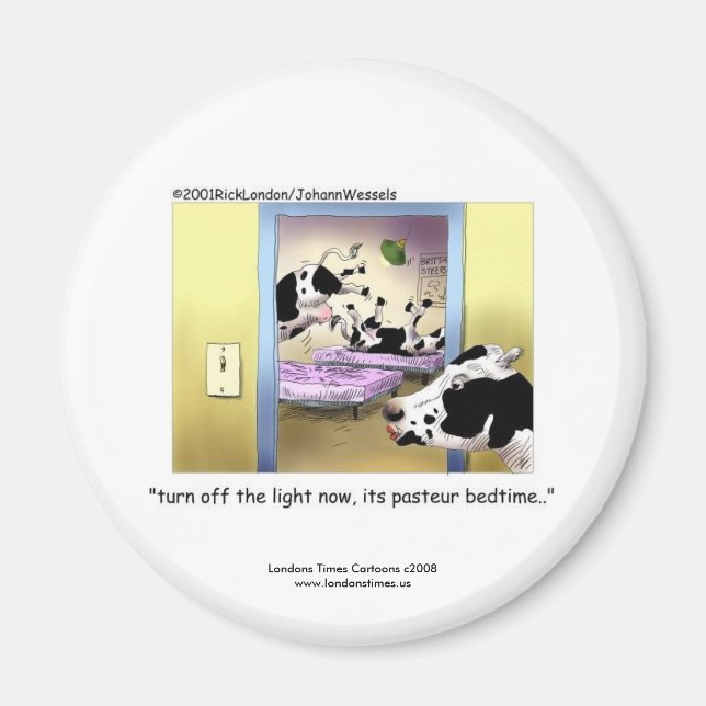 Funny Cows:Novelty Magnet: "Pasteur Bedtime" Magnet (Front)