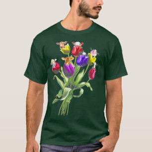Funny Cows Tulip Flower Spring Tree Hippie T-Shirt