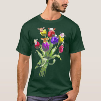 Funny Cows Tulip Flower Spring Tree Hippie  T-Shirt