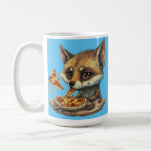 Funny coyote eating pizza coffee mug