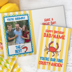 Funny Crab Amalfi Yellow Stripe Photo Birthday Card