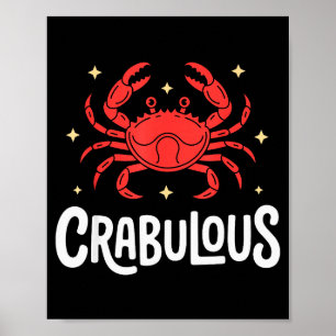 Funny Crab Art For Men Women Kids Crabby Crabbing  Poster