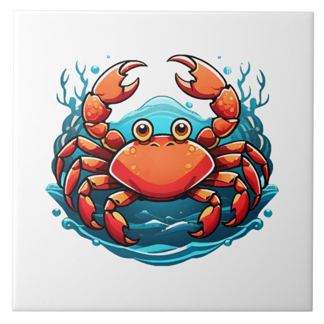 funny-crab ceramic tile (Front)