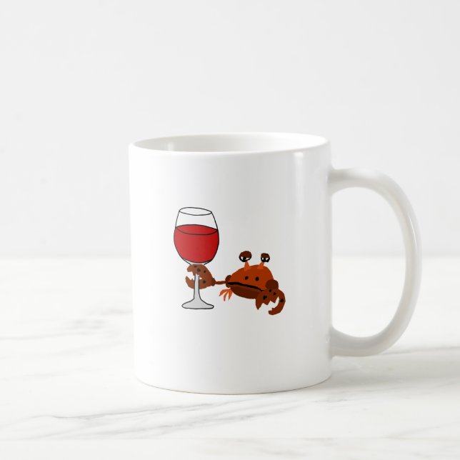 Funny Crab Drinking Wine Artwork Coffee Mug (Right)