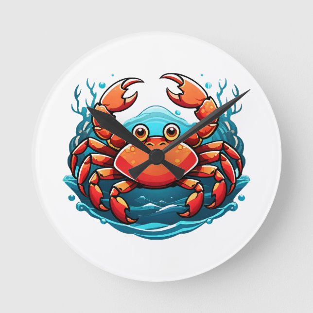 funny-crab round clock (Front)