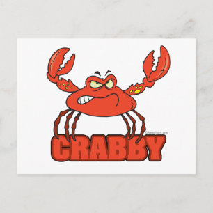 funny crabby red crab with an attitude postcard