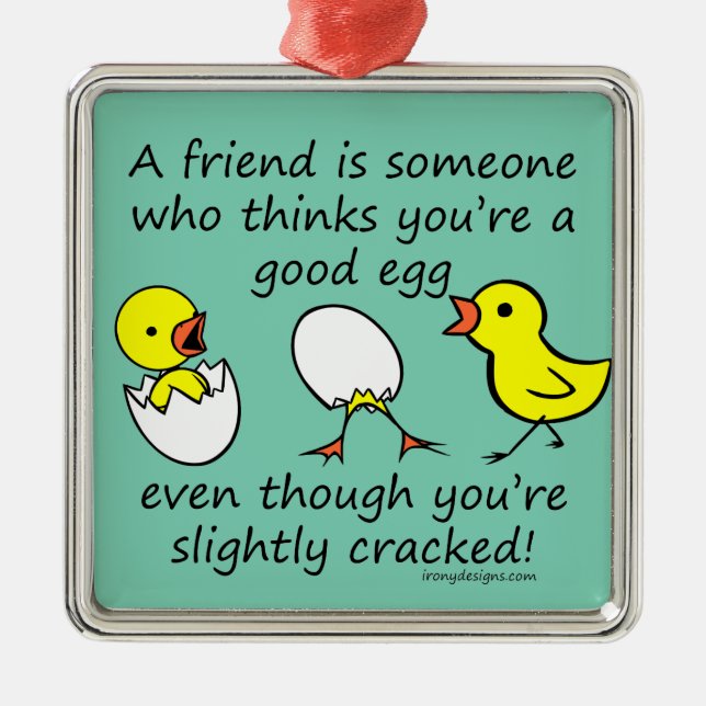 Funny Cracked Best Friend Metal Tree Decoration (Front)