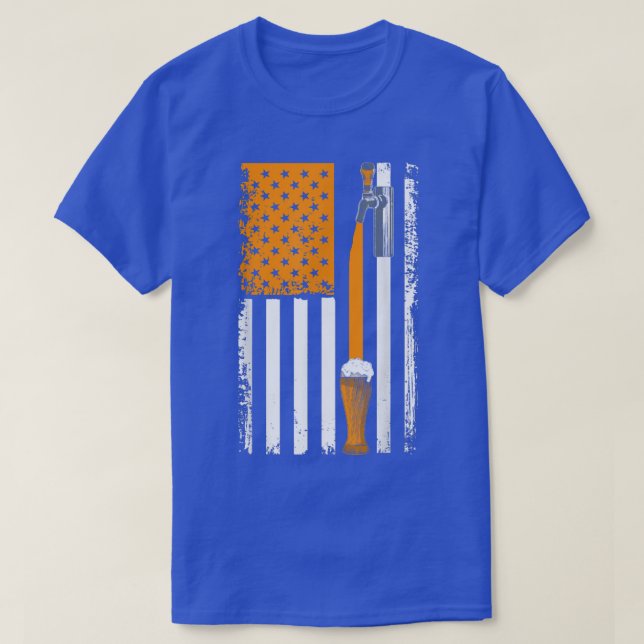Funny Craft Beer American Flag USA Flag 4th July B T-Shirt (Design Front)