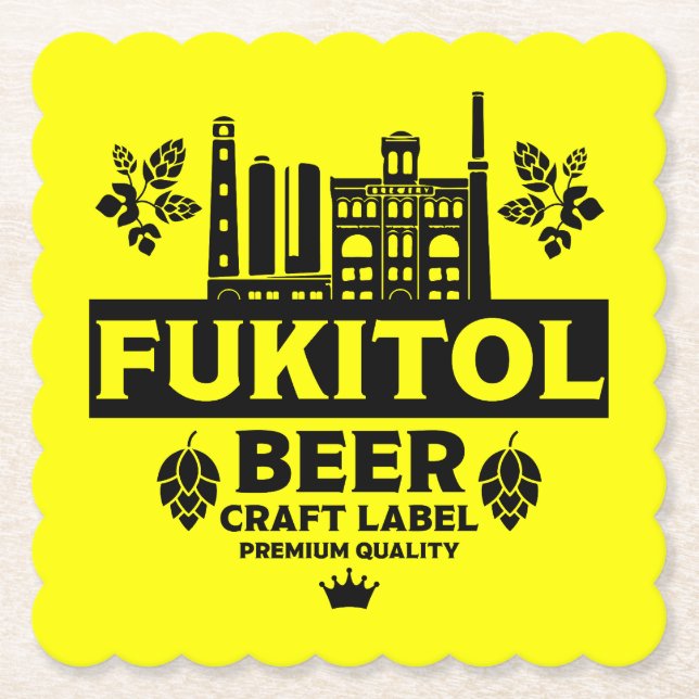 Funny Craft Beer Labels Paper Coaster (Front)