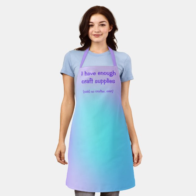 Funny Crafter Purple and Teal Gradient Apron (Worn)