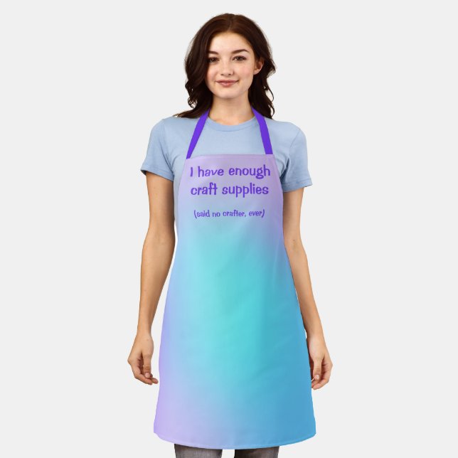 Funny Crafter Purple and Teal Gradient Apron (Worn)