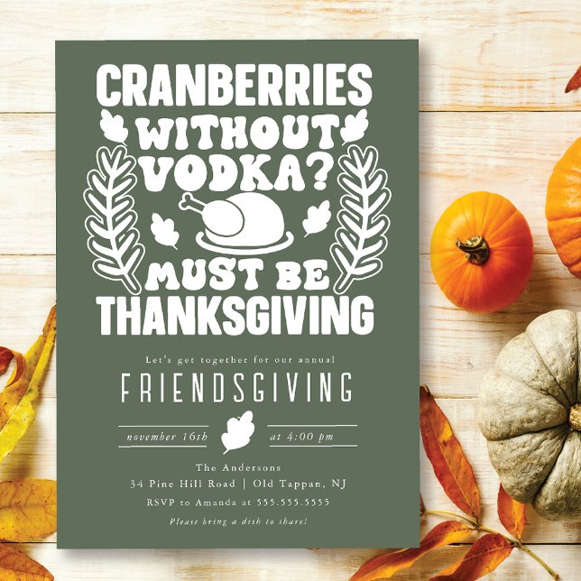 Funny Cranberries Without Volka Friendsgiving Invitation (Creator Uploaded)