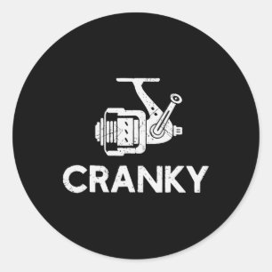 Funny Cranky Fishing Reel Pun For Fishermen Classic Round Sticker