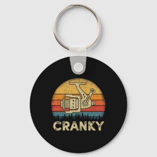 Funny Cranky Fishing Reel Pun Shirt Humour Fisherm Key Ring