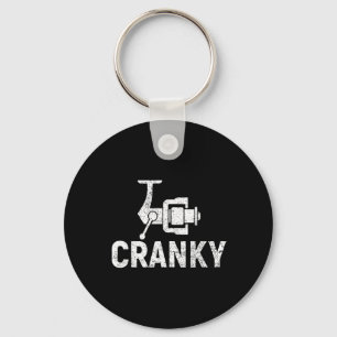 Funny Cranky Fishing Reel Pun Shirt Humour Fisherm Key Ring