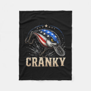 Funny cranky usa flag crankbait patriotic fishing fleece blanket