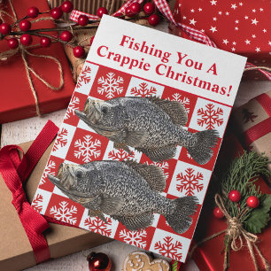 Funny Crappie Fishing Pun Christmas Festive Custom Holiday Card