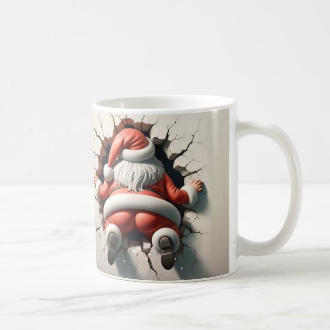 Funny Crashing Santa Claus Design Coffee Mug (Right)