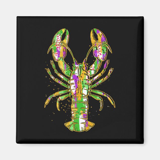 Funny Crawfish Jester Beads Funny Mardi Gras Men W Magnet (Front)