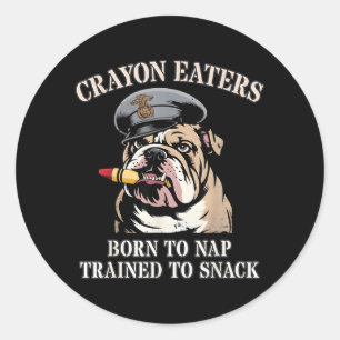 Funny Crayon Eaters Born to Nap Snack Team Classic Round Sticker