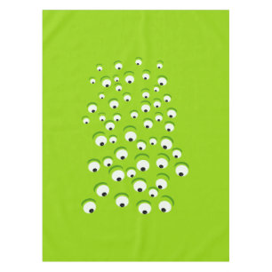 Funny Crazy and Curious Green Eyed Monster Tablecloth