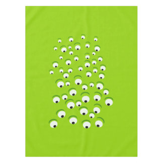 Funny Crazy and Curious Green Eyed Monster Tablecloth
