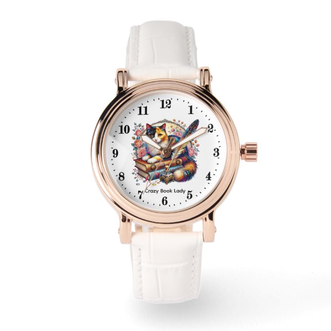Funny crazy book lady customizable watch (Front)