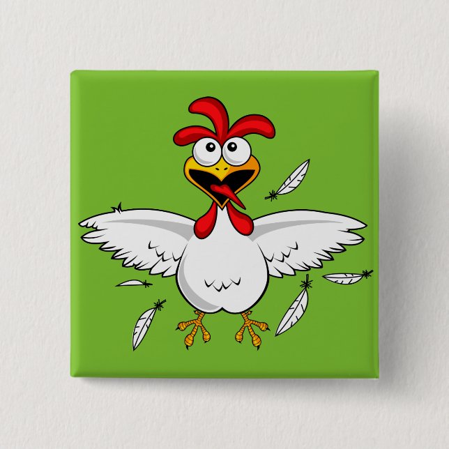 Funny Crazy Cartoon Chicken Wing Fling 15 Cm Square Badge (Front)