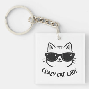 Funny  "Crazy Cat Lady" Acrylic Keychain