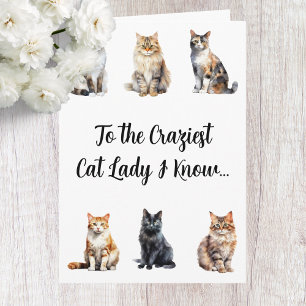 Funny Crazy Cat Lady Birthday Card