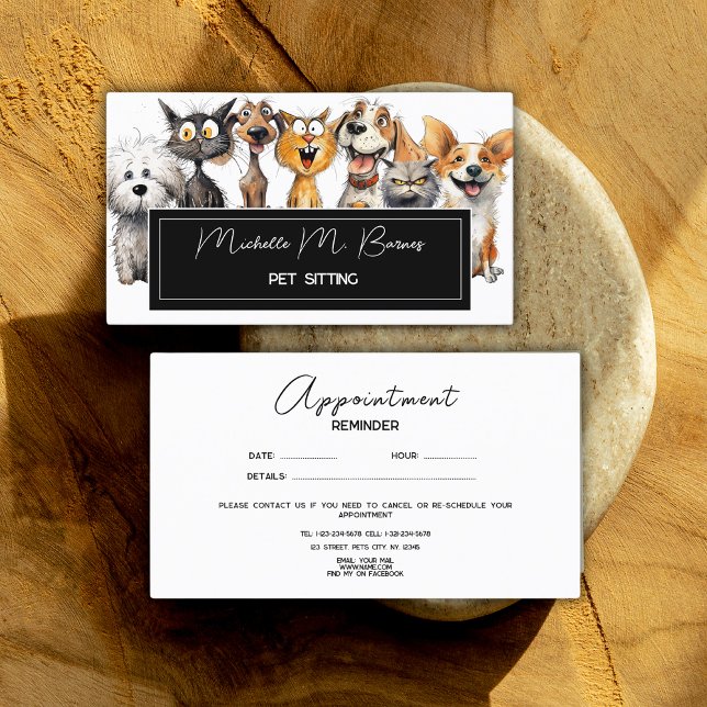 Funny Crazy Cats Dogs Pet Sitter Appointment Card (Creator Uploaded)