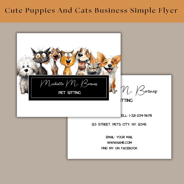Funny Crazy Cats Dogs Pet Sitter Business Flyer (Creator Uploaded)