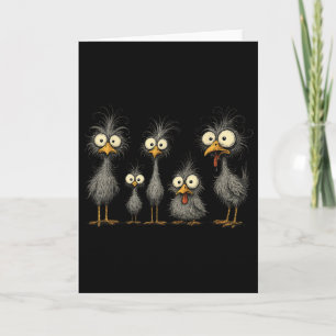 Funny Crazy Chicken Family Cartoon Cute Colourful Card